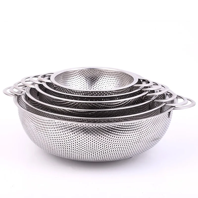 

Colander Set of 6 Stainless Steel Micro-Perforated Colanders Strainers for Draining Rinsing Washing Heavy Duty Dishwasher Safe