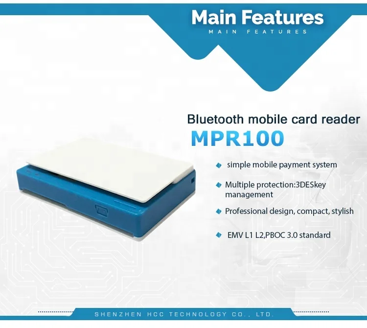 
OEM Mobile Wireless Smart EMV MSR Chip Card Reader Writer MPR100 