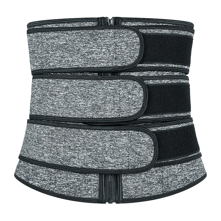 

Neoprene grey waist Trimmer slimming belt 3 Strap waist trainer with zipper three tummy belt for women