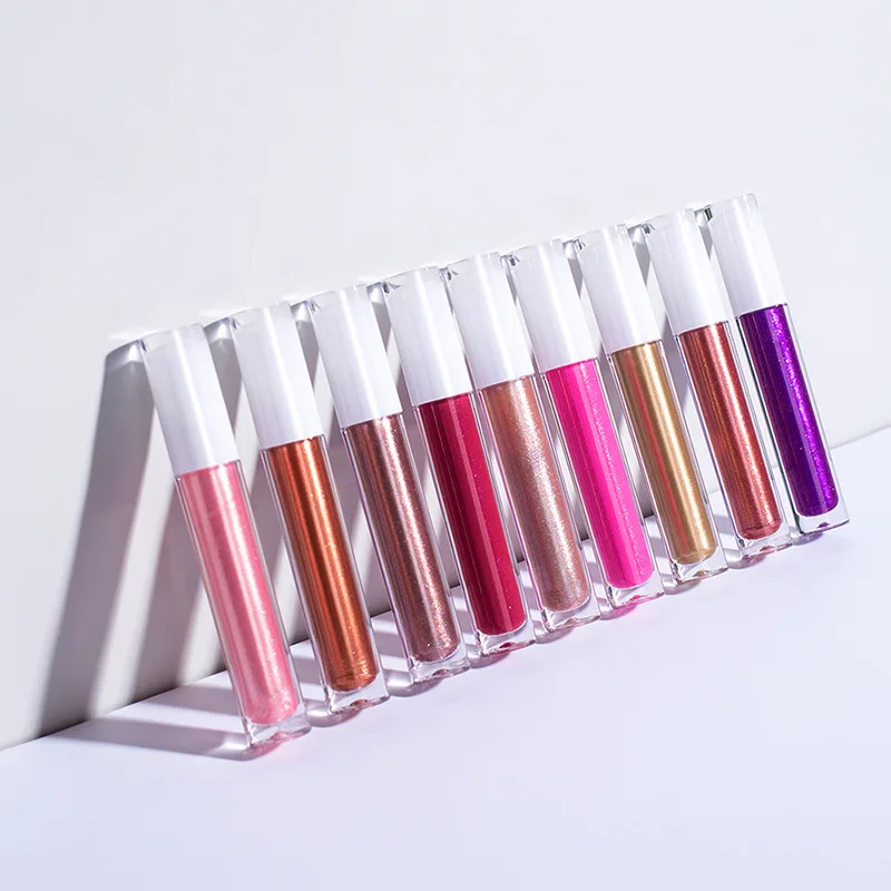 

wholesale white lid private lable shinny glitter lip gloss