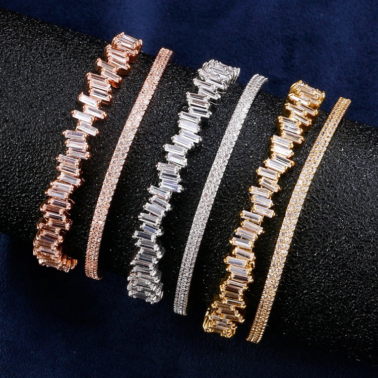

INS fashion sparking bangle bling iced out cz full zircon paved bracelets cuff open bangle jewelry