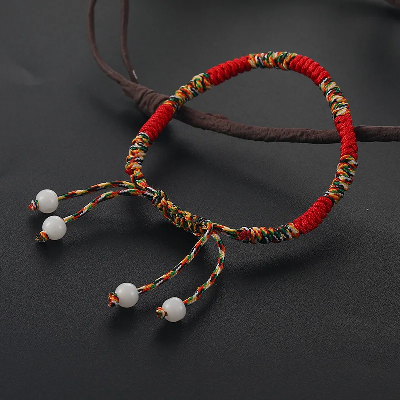 

Handmade Woven Lucky  Bracelet Tibetan Buddhist Love Lucky Red String Bracelets for Women Men Jewelry, As picture