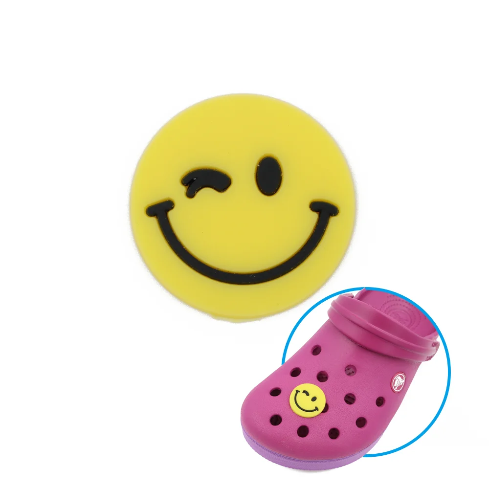 

Custom Designs Happy smile face PVC shoes decoration shoe charms for cros