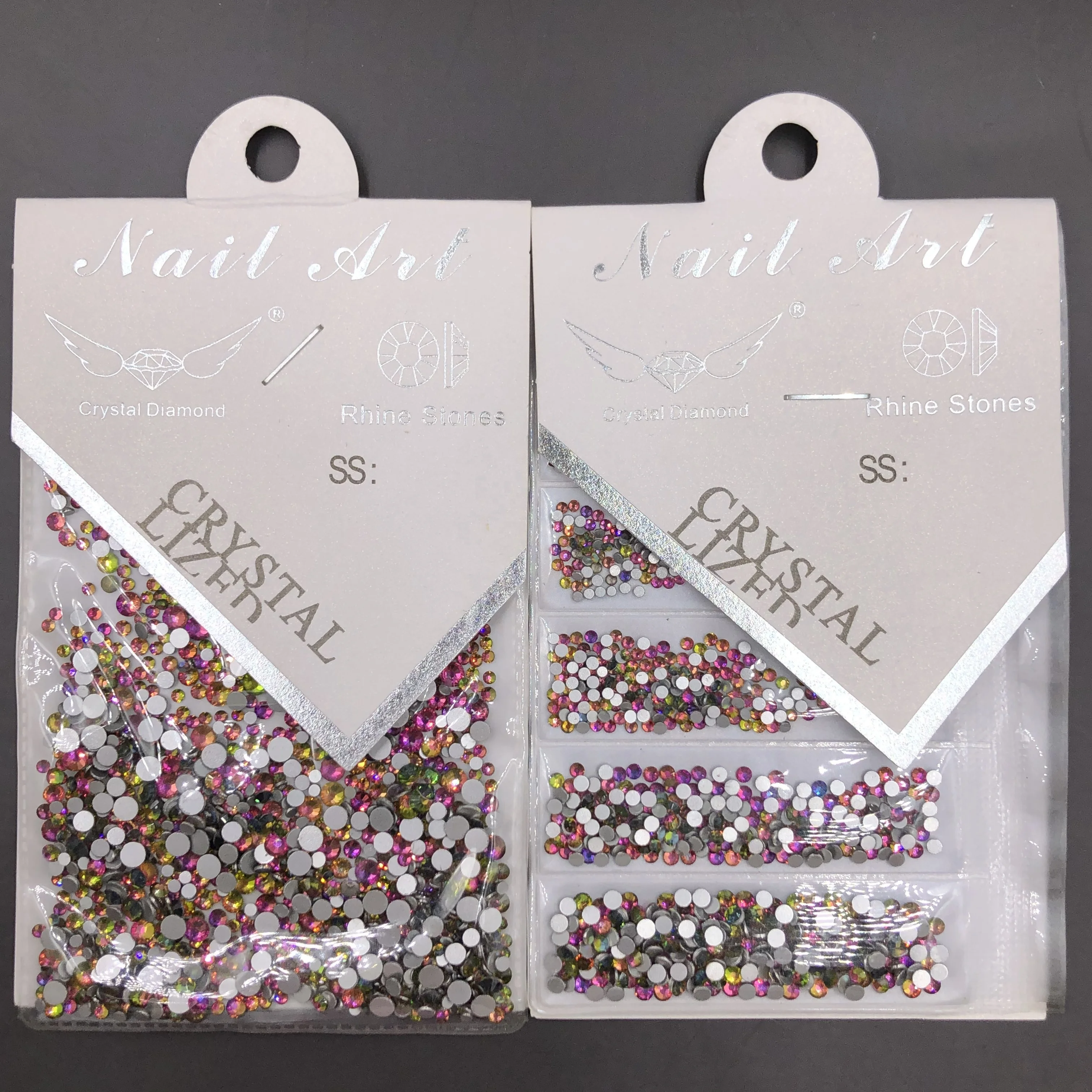 

C&Y Colorful Flame Non Hotfix Flatback AB Stone Nail Art Mixed Size Rhinestone