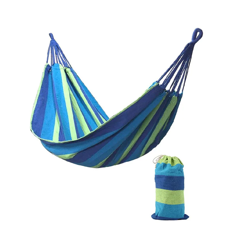 

Outdoor Hammock Travel Camping Garden Beach Rainbow Canvas Hammock Camping Hammock Breathable With Carry Bag for Garden