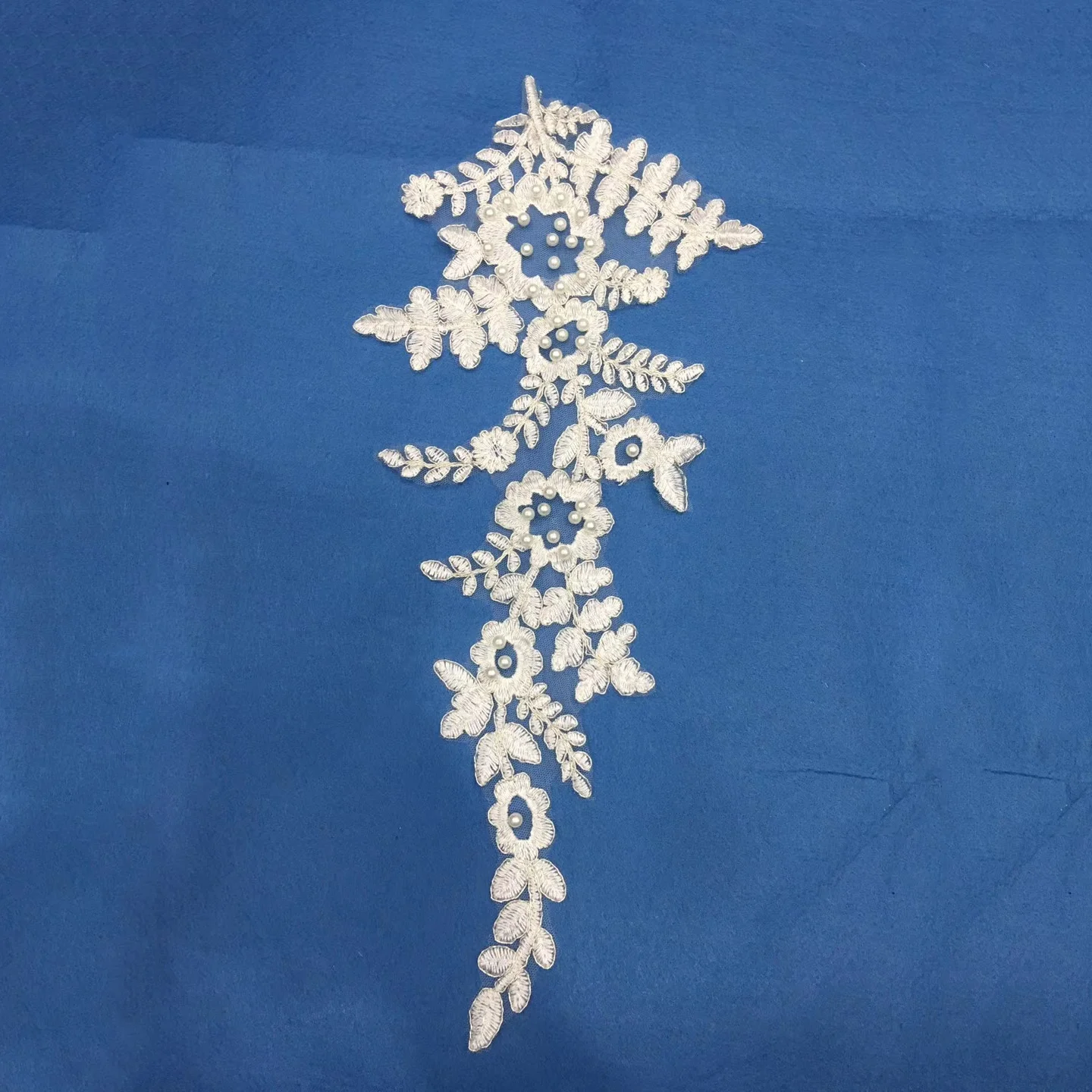

Clothes decorative cheap embroidered pearl applique lace, Accept customized color