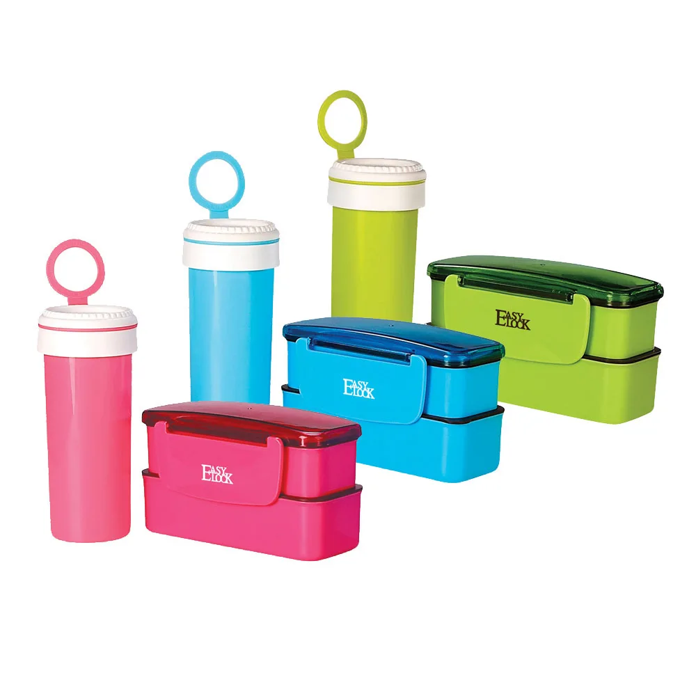 

2 Double Layer Stackable Kids School Plastic Food Container Bento Lunch Box And Drinking Water Bottle Set