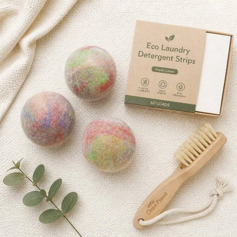 Eco-friendly Laundry Accessories Flat Lay