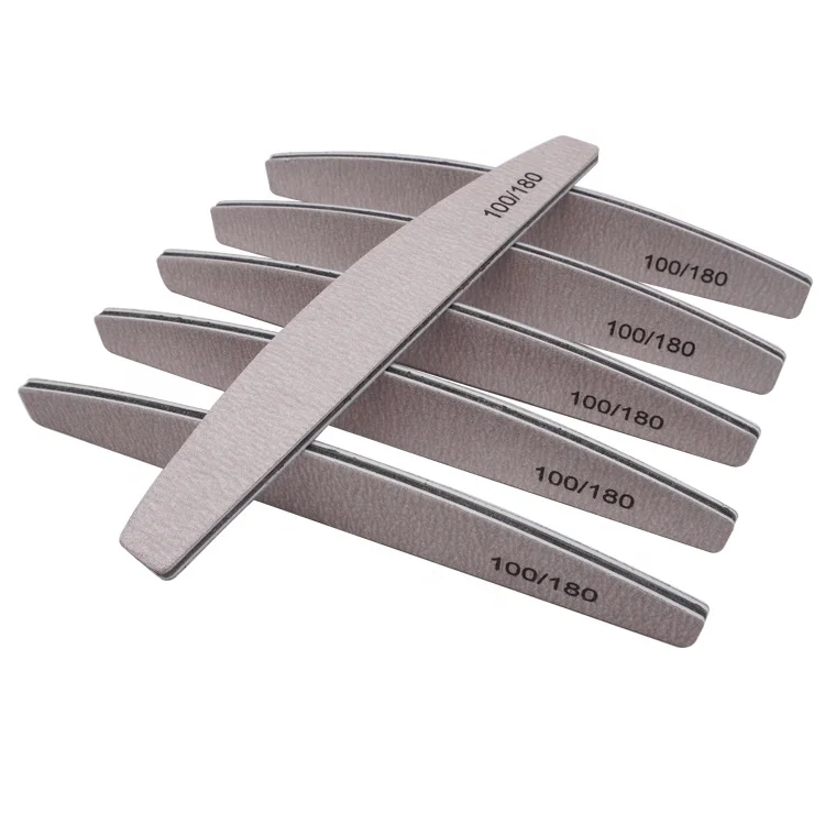 

Customized Printed Logo Disposable 100/180 Nail File Zebra Grey Half Moon Shapes Manicure Nail Files 100/180 Washable