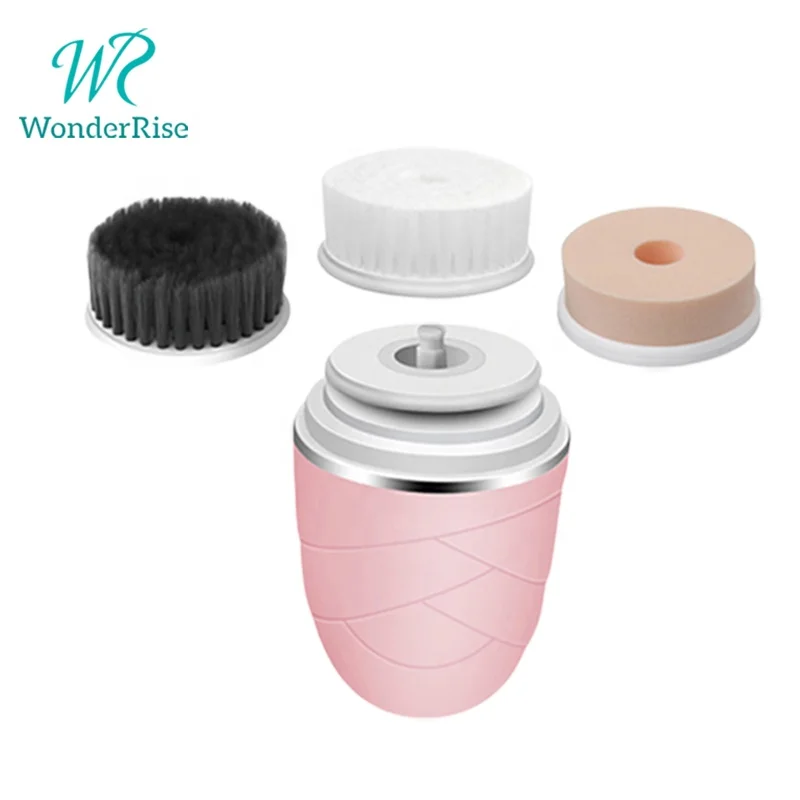 

3 in 1 Mini Electric Sonic Rotary Face Cleaning Brush Facial Cleansing Brush Exfoliating Spin Brush, White, pink