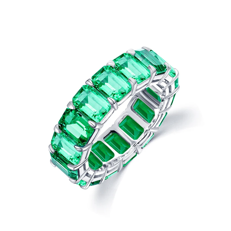 

2020 Lab emerald 7.29ct 9k Women engagement White Gold Emerald Ring, Colombian muzo green