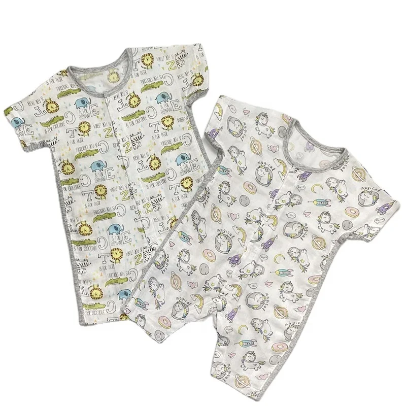 

Short Sleeve Infant Baby Rompers Breathable Bodysuit Snap Button Baby Clothes In Summer