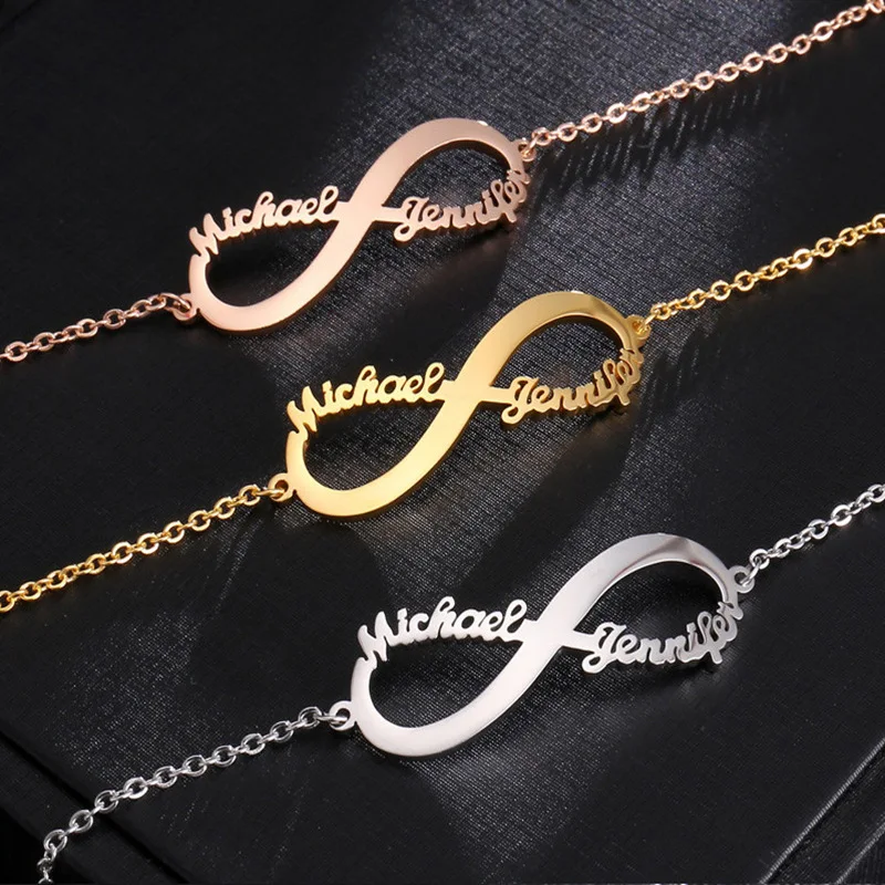 

European And American Stainless Steel Letter Custom Name Necklace Fashion Inverted 8 Word Necklace Chain Pendant, Picture shows