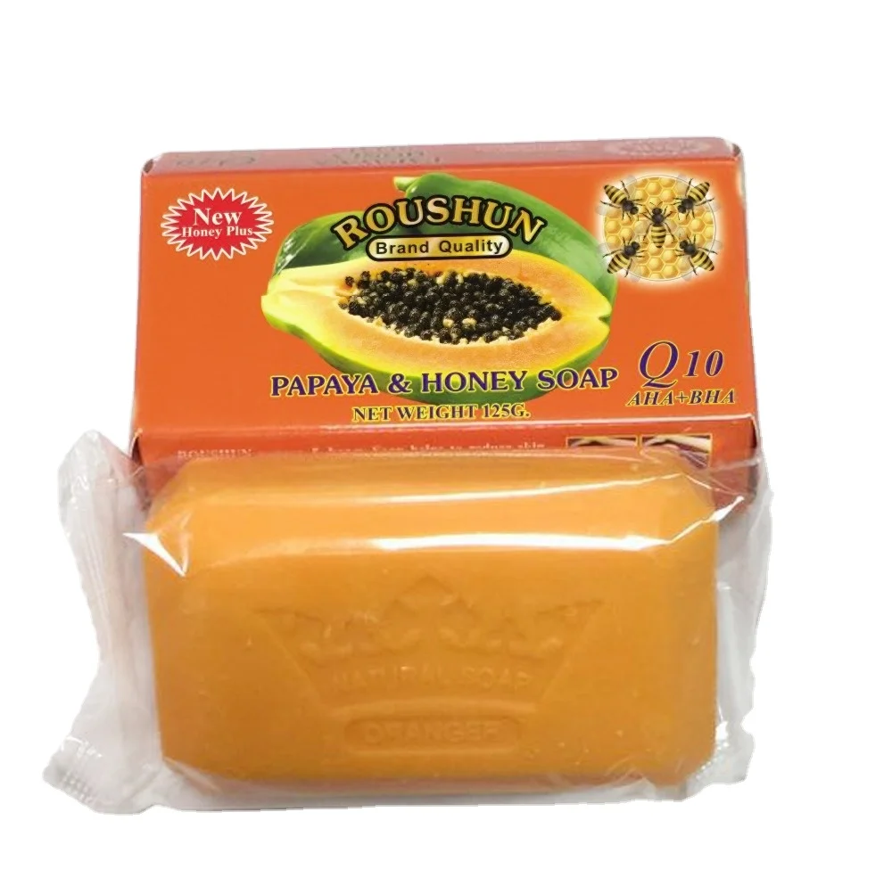 

ROUSHUN Whitening Pure papaya Skin Brightening Soap for Glowing & Radiance Skin, Dark Spots, Rejuvenate, Uneven Skin Tone