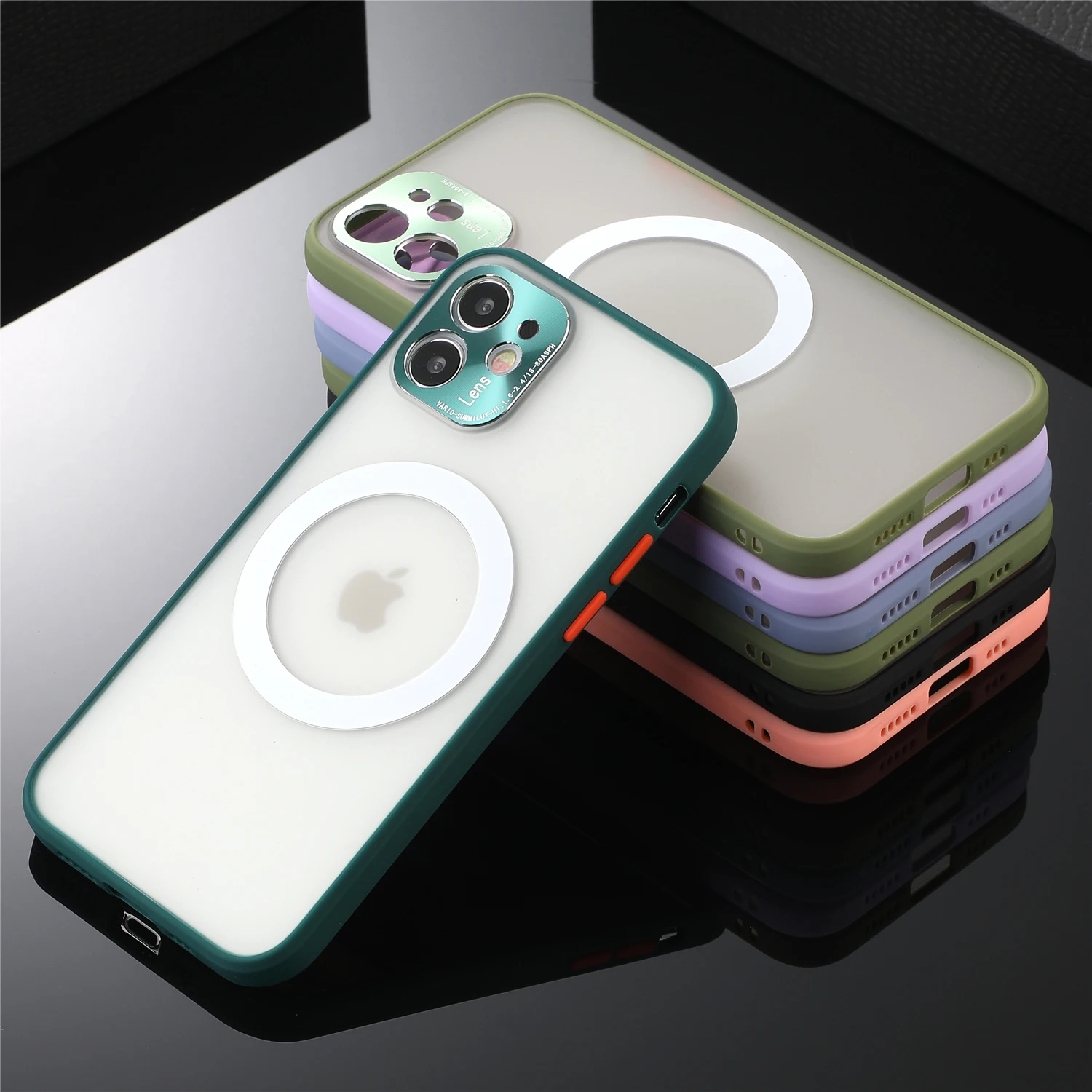 

Magnetic Magsafe mobile phone case suitable for iPhone11 pro max transparent matte suitable for iphone12 XS XR 8plus