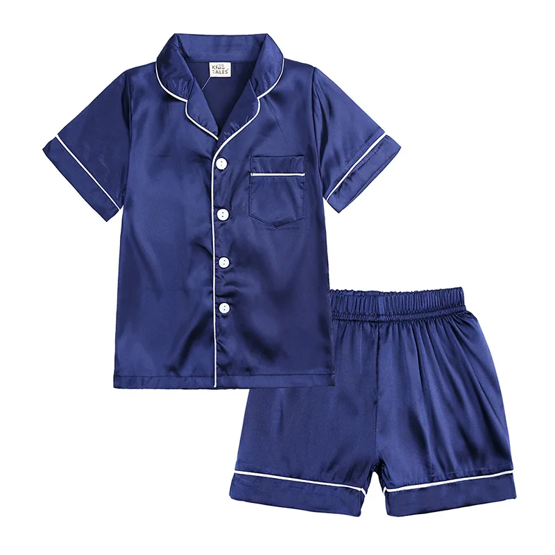 

Wholesale Kids Pijamas Baby Boys Girls Clothes Silk Pajamas Children Sleepwear Satin Pajamas Sets Kids Girl's Clothing Set