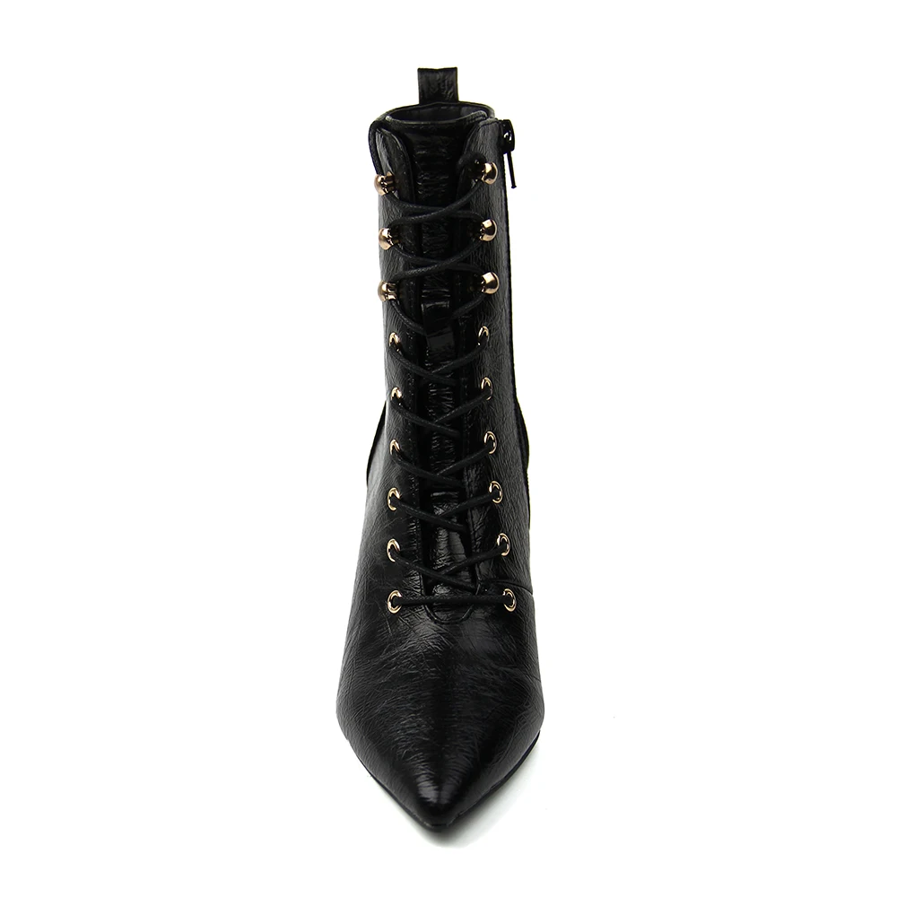 Sexy Designer Ladies Wrinkle Pu High Heel Boots Shoes for Women