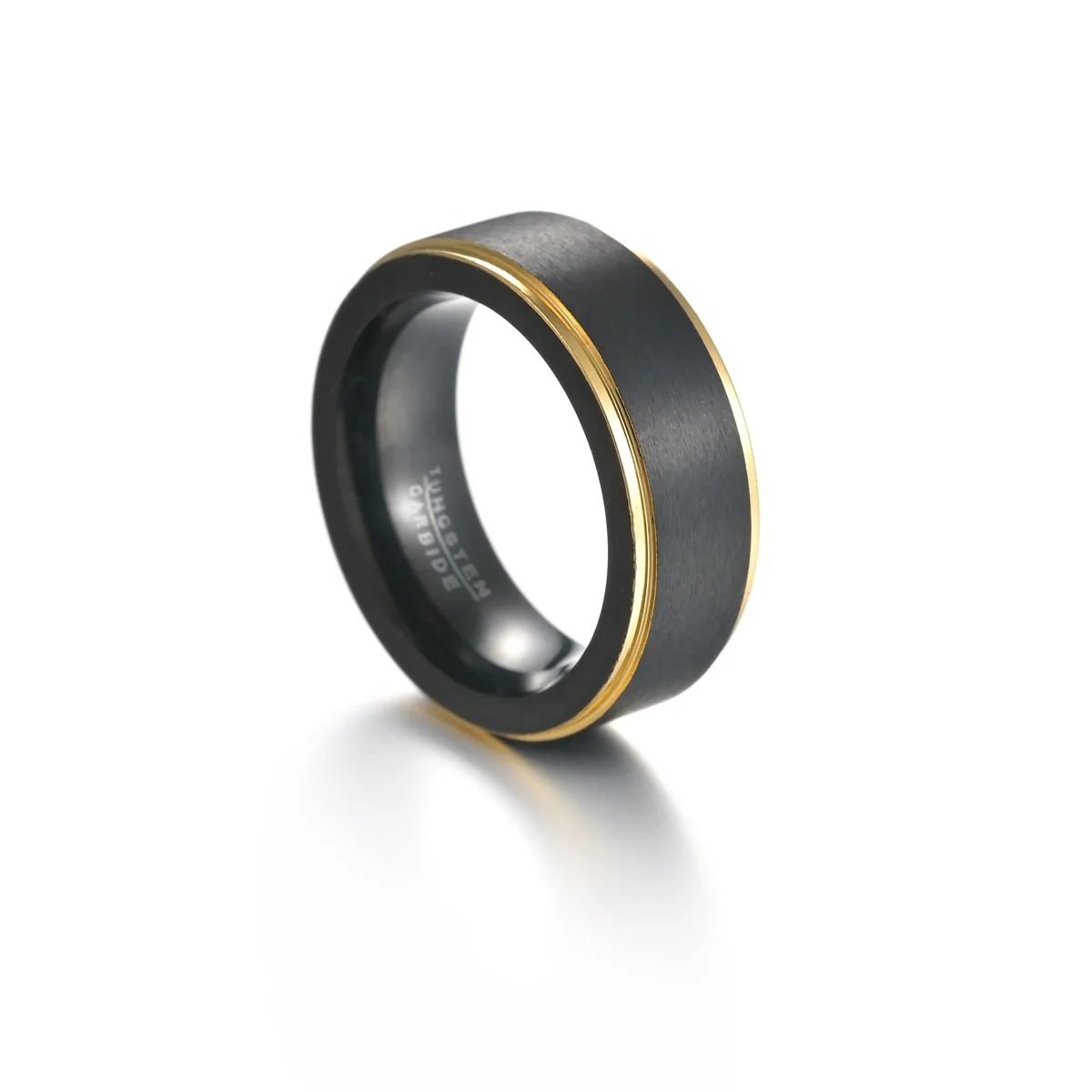

Simple Stainless steel Rings Fashion Titanium steel Ring Personality 8mm Black Gold Tungsten Steel Ring For Men