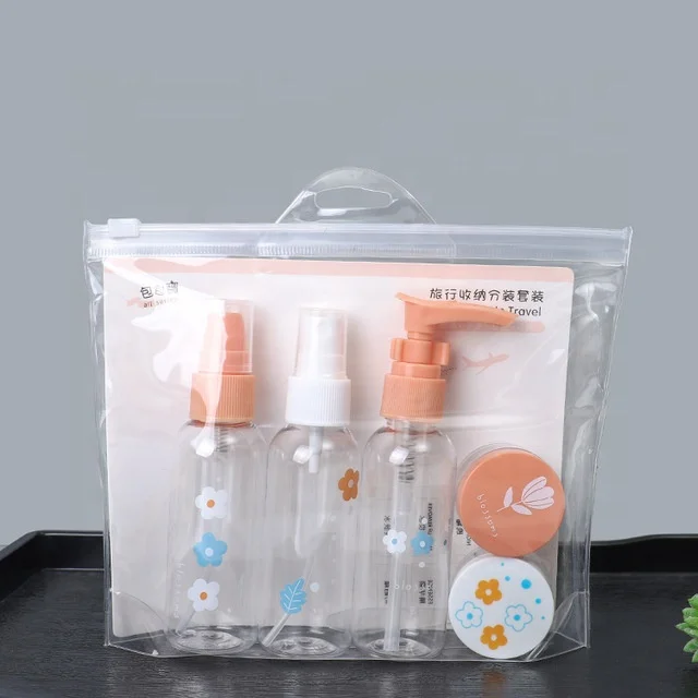 

Portable Long Mouth Travel Lotion Bottle Set Leak Proof Cosmetic Empty Flower Bottle Set, As pictures