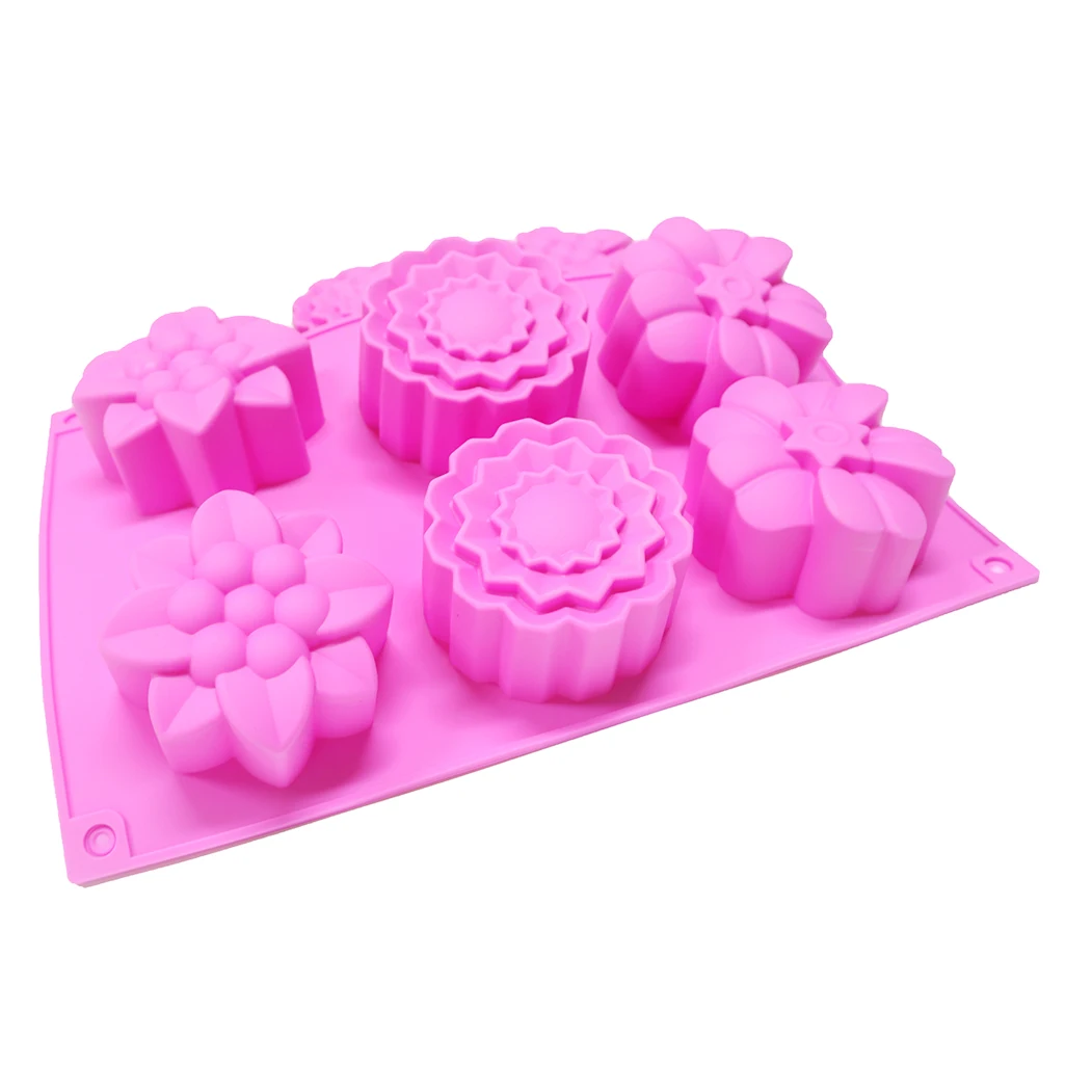 

2.6 Inch 3D flower cake baking pan non stick handmade moon cake mold silicone soap molds for soap making, Pms color acceptable