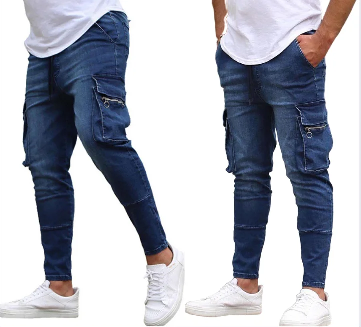 

Special Desgin Denim Pants Skinny Fit Cargo Jeans for men