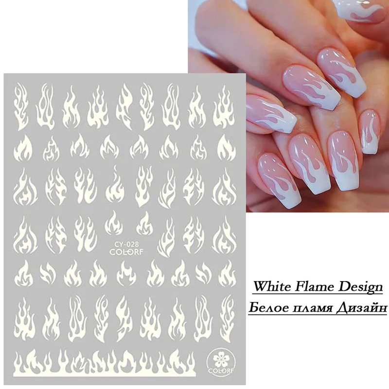 

2021 New Gum Glow-in-the-dark Flame Butterfly Moon Nail Sticker Heart Pattern Nail Art Stencil Sticker, Picture