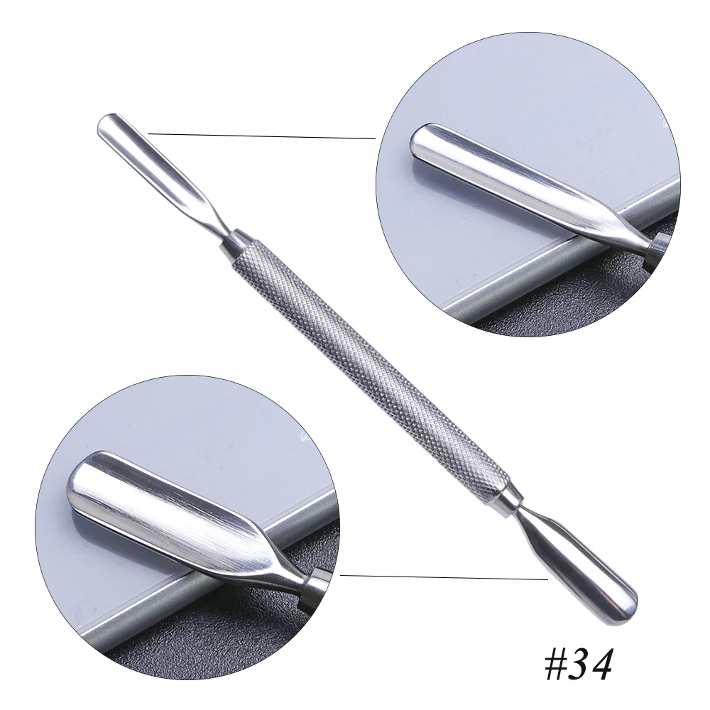 Steel Nail Art Pusher Stick Manicure Cutter Cuticle Pusher For Remover Dead Skin Blend Trimmer
