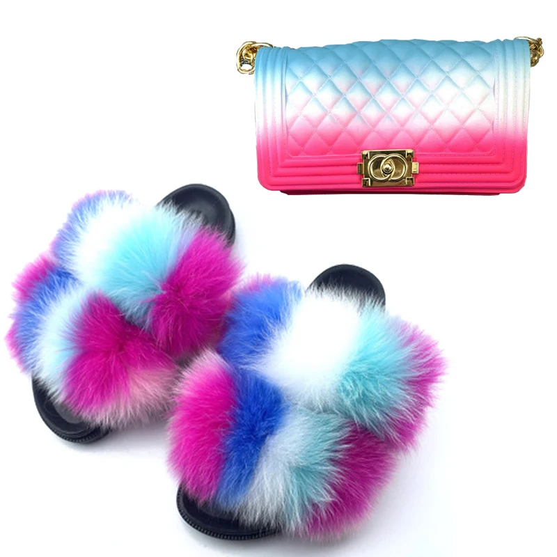 

New Fluffy House Slippers Wholesale Slipper Match Purse Designer Fuzzy Slppers Making Machine 2021, Mixed color