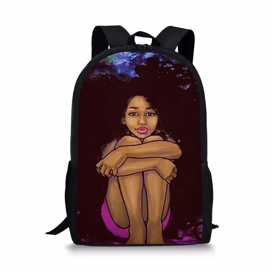 

High Quality 2022 New Designer Custom African Girl Sublimation Print Polyester Novation Casual Sports Bag For Girls Backpack