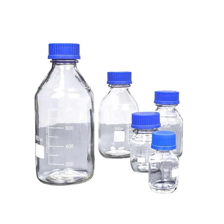 

Top quality cheap price 500ml borosilicate glass reagent bottles blue screw cork reagent bottle storage bottle