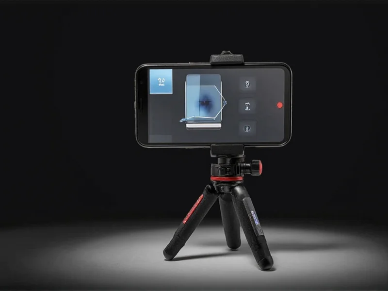 Smartphone mounted on tripod with lighting angles diagram