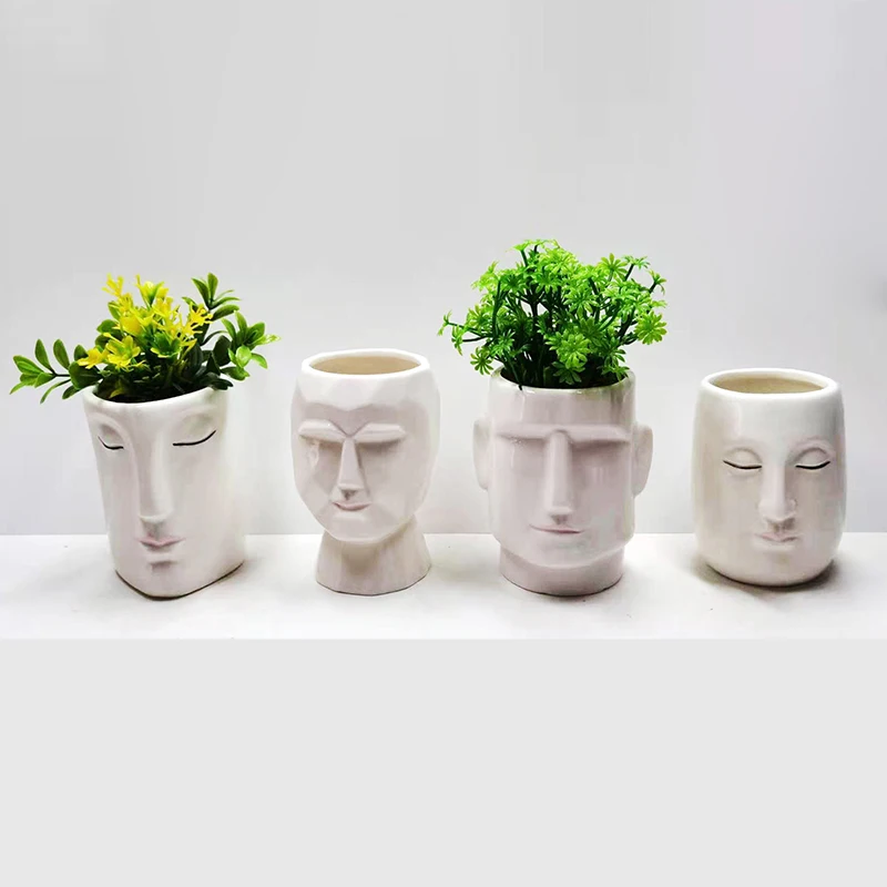 

Creative Mini Flower Pot Ceramic Human Shape for Small Succulent Plant