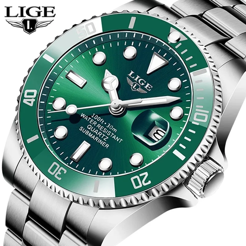 

LIGE Watch 10045 Hot Sale Luxury Fashion Watch Mens Waterproof Date Clock Full Steel Quartz Watches Men Wrist Relogio Masculino, 7-colors