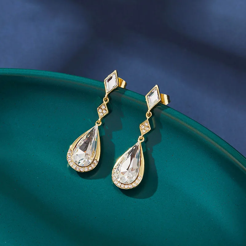 

Baroque Style Luxury Zirconia Earrings Gold Drop Earrings 925 Silver Earrings For Women 2020