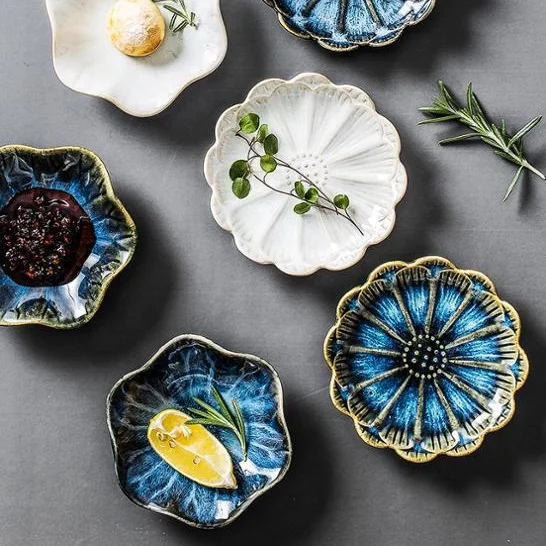 

Various flower shaped high quality home table dinner ceramic plates porcelain bone dessert/snake dishes, As picture or customized