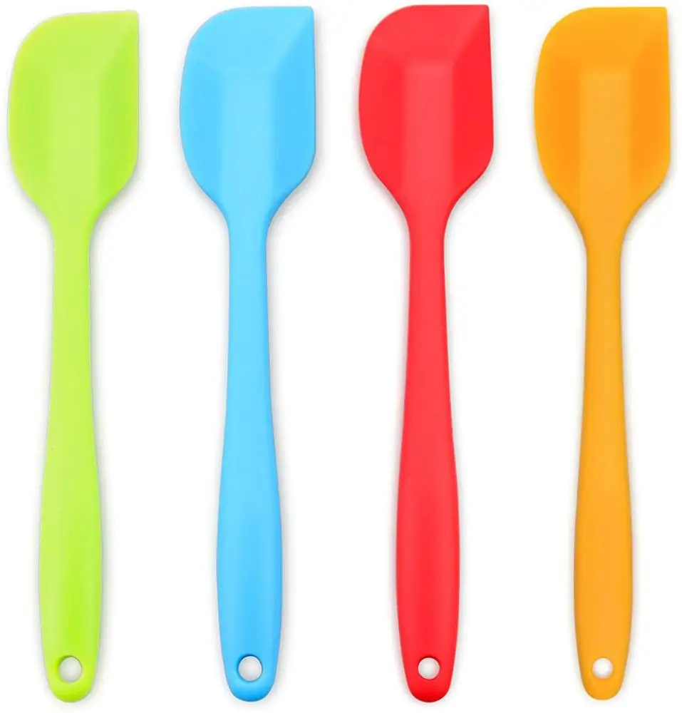 

Standard Silicone Min Spatula Rubber Spatulas with Stainless Steel Core, Red purple blue