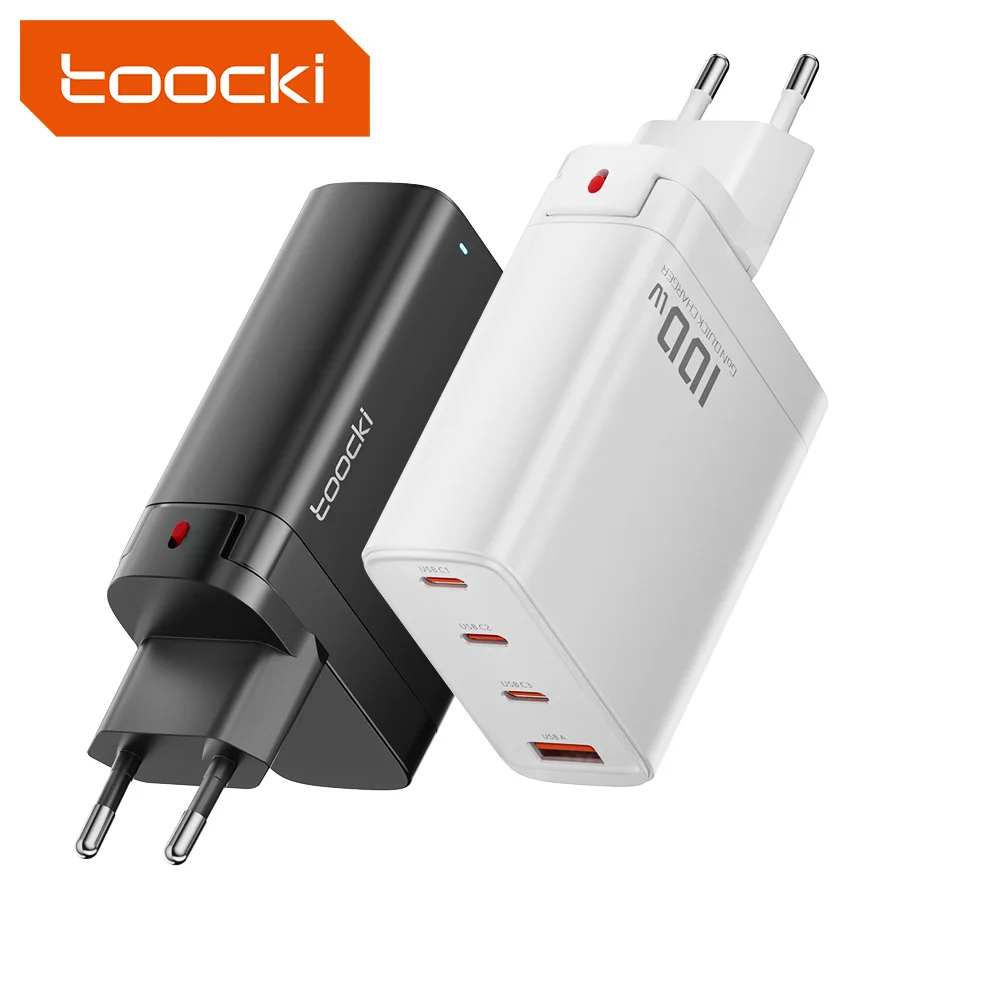 

Toocki PD 100W 4-ports GaN Usb C Fast Charger Travel Adapter 3C+1A 100W GaN Charger For Tablet Fast Charging
