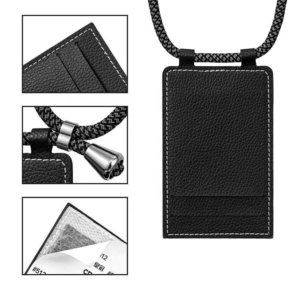 

Slim wallet card holder case custom business card holder case custom with necklace strap for glue on phone case