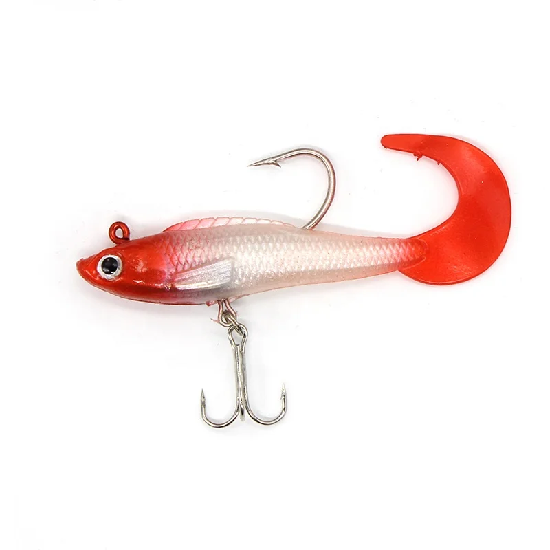 

Custom 9g 7cm double hook luminous package soft lead fish lure soft bait for sea bass fishing, 7 colors