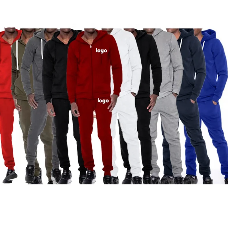 

LCFC bulk wholesale custom fall causal solid two piece hoodies set jogging suits blank sweatsuit sport wear track suit for men, 3 colors