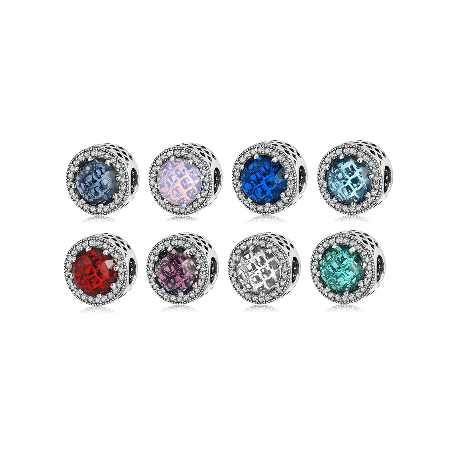 

Real 925 Sterling Silver Deep Blue Radiant Crystal Zircon Clear Bead Fit Charms Bracelets Jewelry making Wholesale jewelry