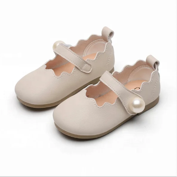 

2020 factory sale autumn latest design pu leather hard sole fashion dress beads baby girls moccasin kids casual shoes
