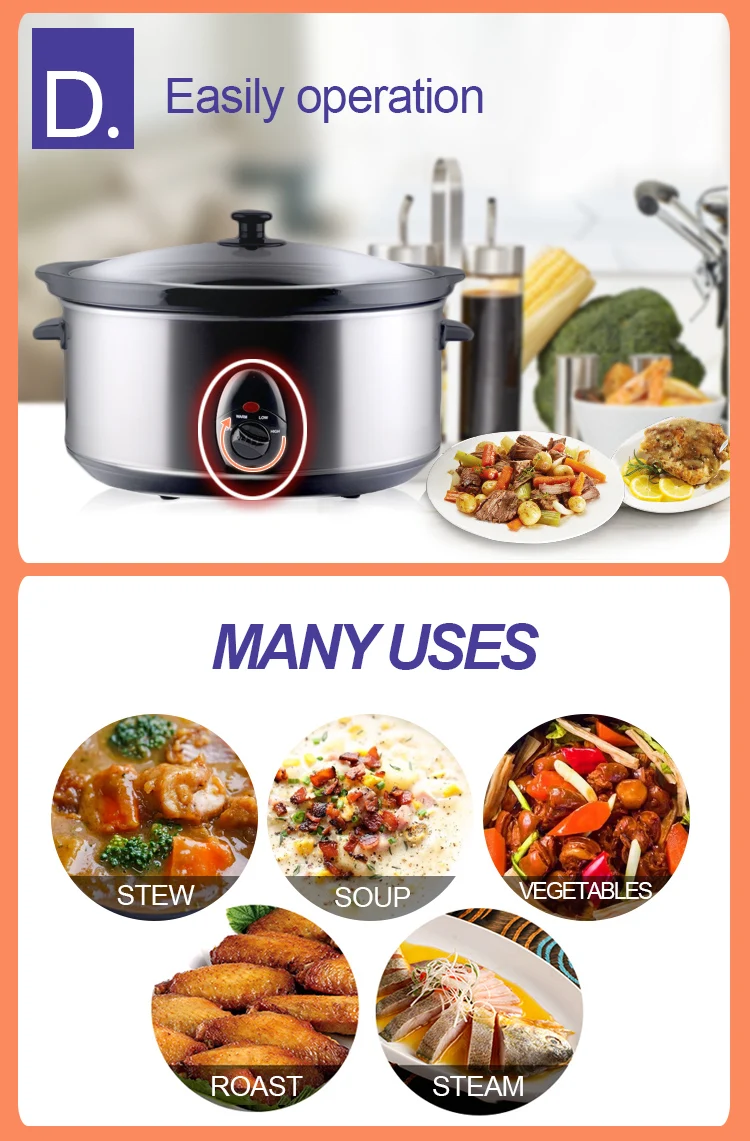New Design Kitchen Non Stick Smart Crock Pot Slow Cooker Electric
