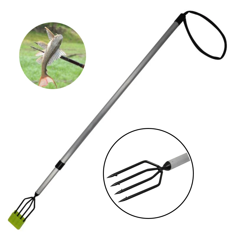 

Wholesale Fishing Harpoon Underwater Al-alloy handle fishing spear gun Telescopic 4 Prong 150cm Fish Gaff Fork Fishing Tools