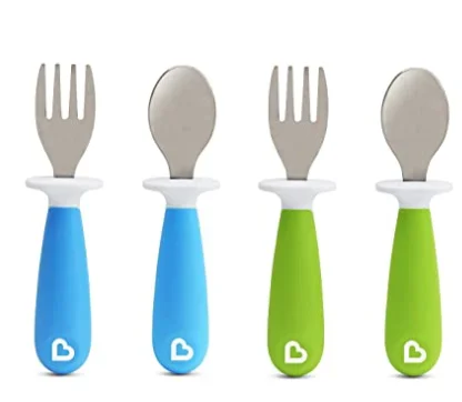 

Count Raise Toddler Fork and Spoon, Blue/Green, Customized