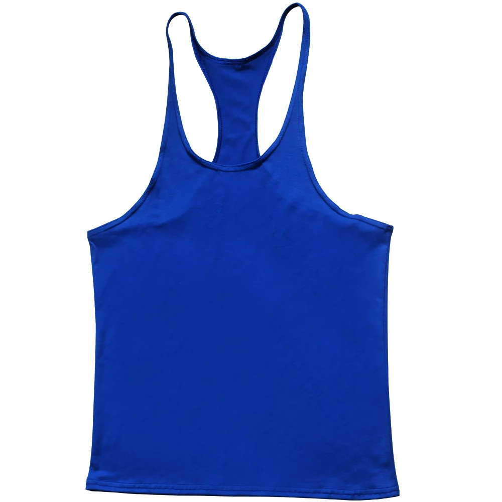 

Gym Tank Tops Y-Back Workout Muscle Tee Fitness Bodybuilding Training Sports Sleeveless Pure Cotton Vest, Black, gray, white, green, blue, red, navy green