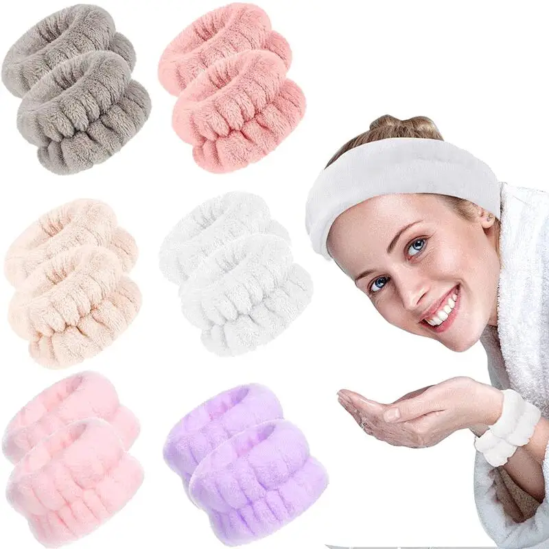 

Hot Seller Waterproof 300gsm Microfiber HeadBand Wristband For Face Clean Spa Washband Kit For Girls Private Label