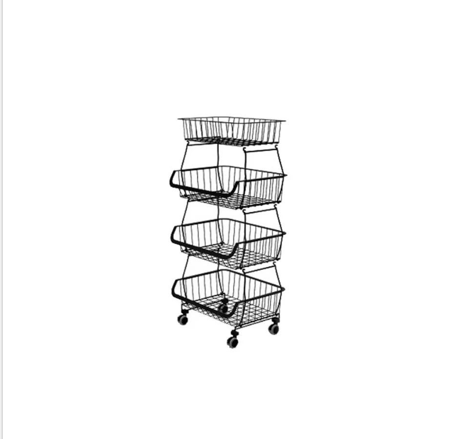 

Multifunctional Folding Floor Basket Stainless Steel Household Fruit Vegetable Metal Kitchen Storage Organizers Rack