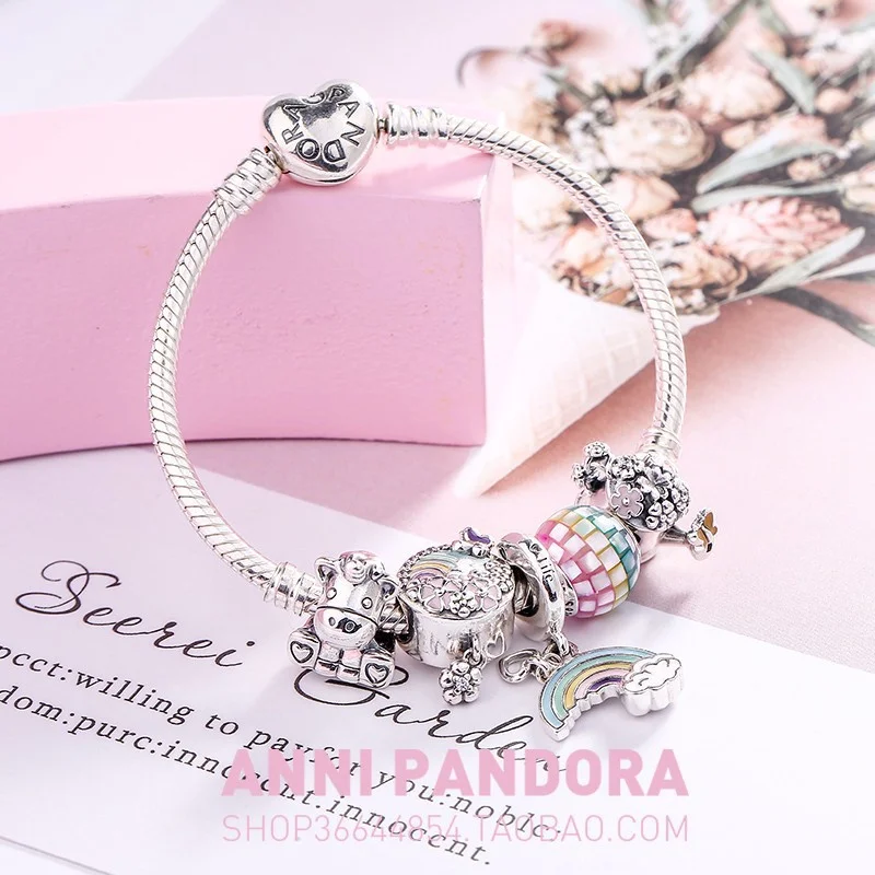 

Pandora Bracelet Rainbow Unicorn Fairy Tale World Bracelet Youth Fashion Authentic Birthday Gift Jewelry