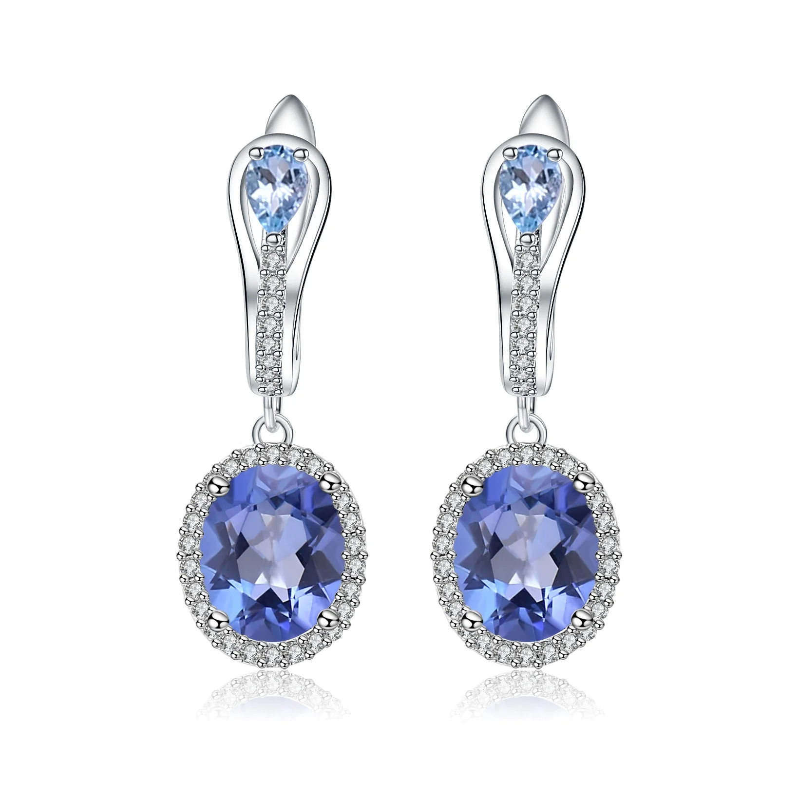 

Abiding 925 Sterling Silver Fashion Wedding Jewelry Unique Design Classic Oval Natural Mystic Quartz Drop Earrings